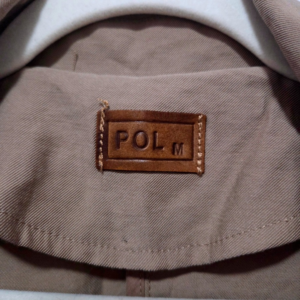 POL Anthropologie Womens Lace Up Back Trench Coat‎ Taupe Double Breasted Medium - Picture 4 of 9